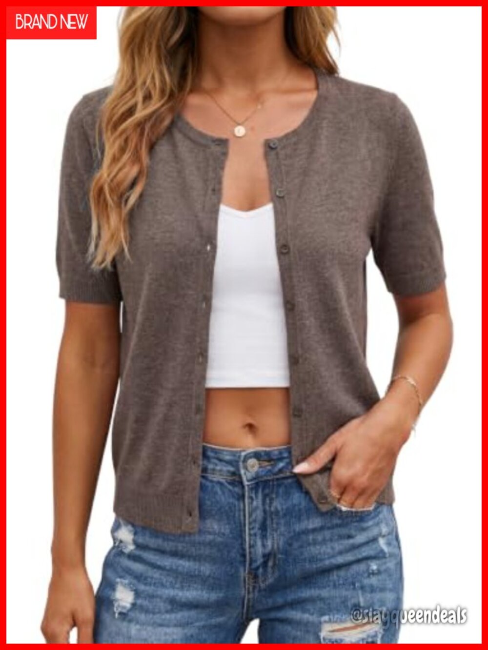 Arach&Cloz Wool Blend Cropped Business Casual Cardigan Sweater Top